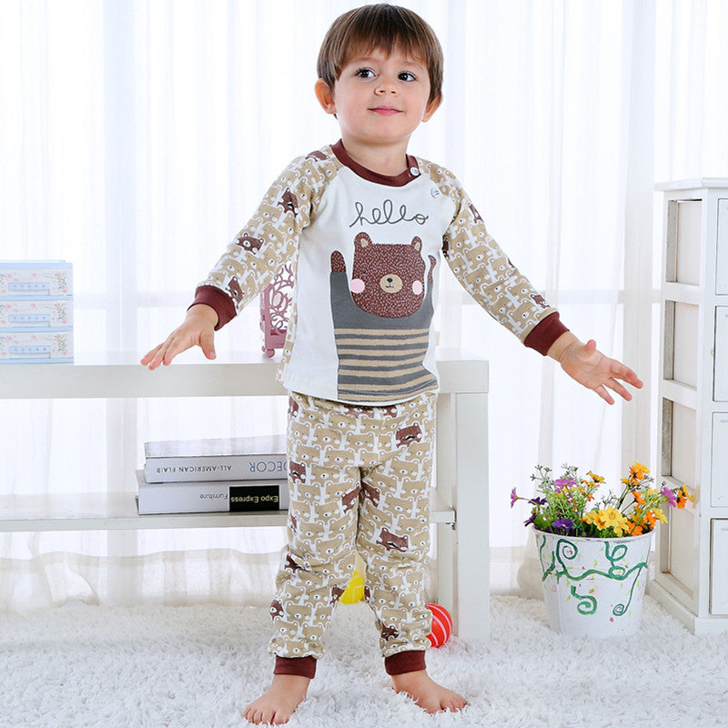 Children's Home Wear Long Sleeve Baby Thermal Pajamas Baby Underwear Set Kids