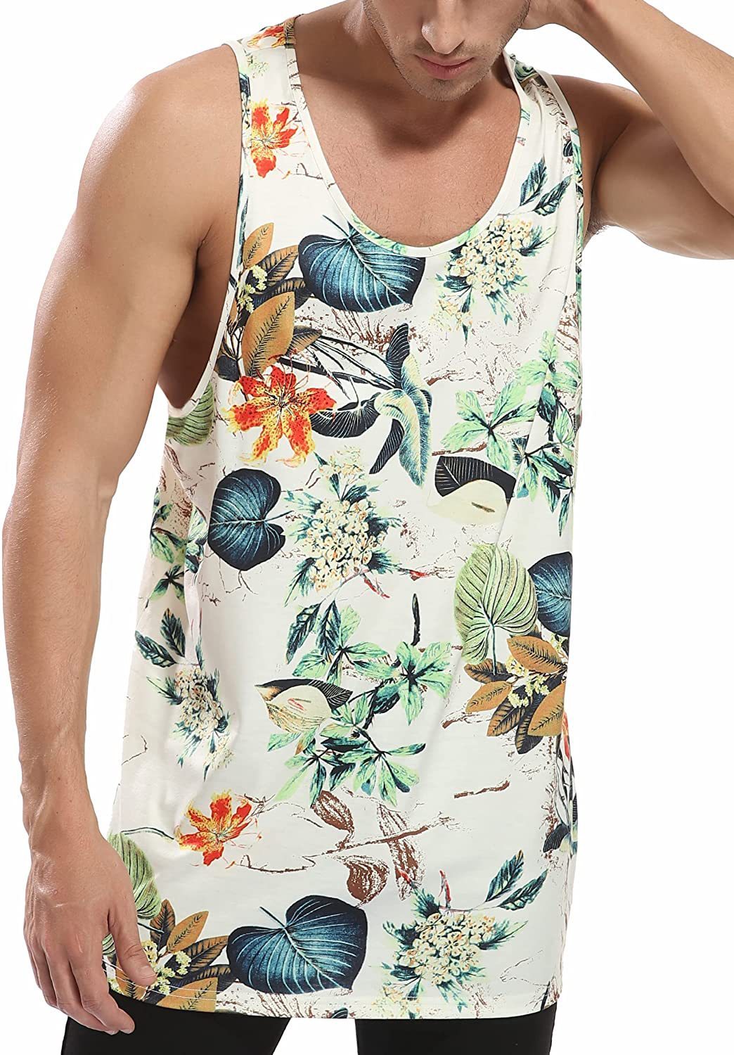 Printed Hawaiian Style Vacation Leisure Summer Slim Fit Breathable Sleeveless Vest