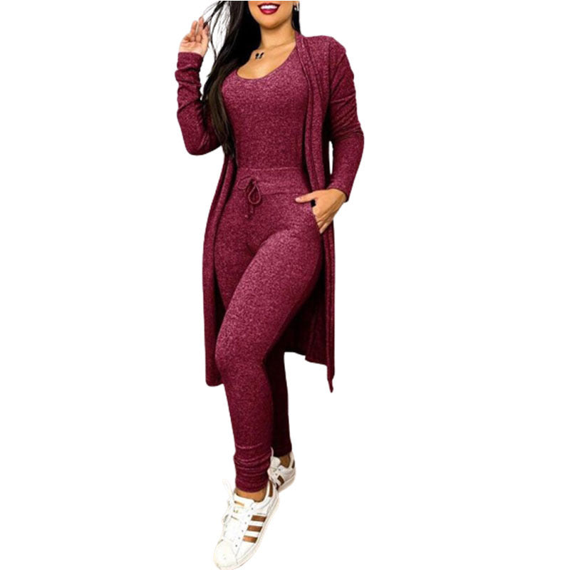 Women's Fashion Jumpsuit And Cardigan Set