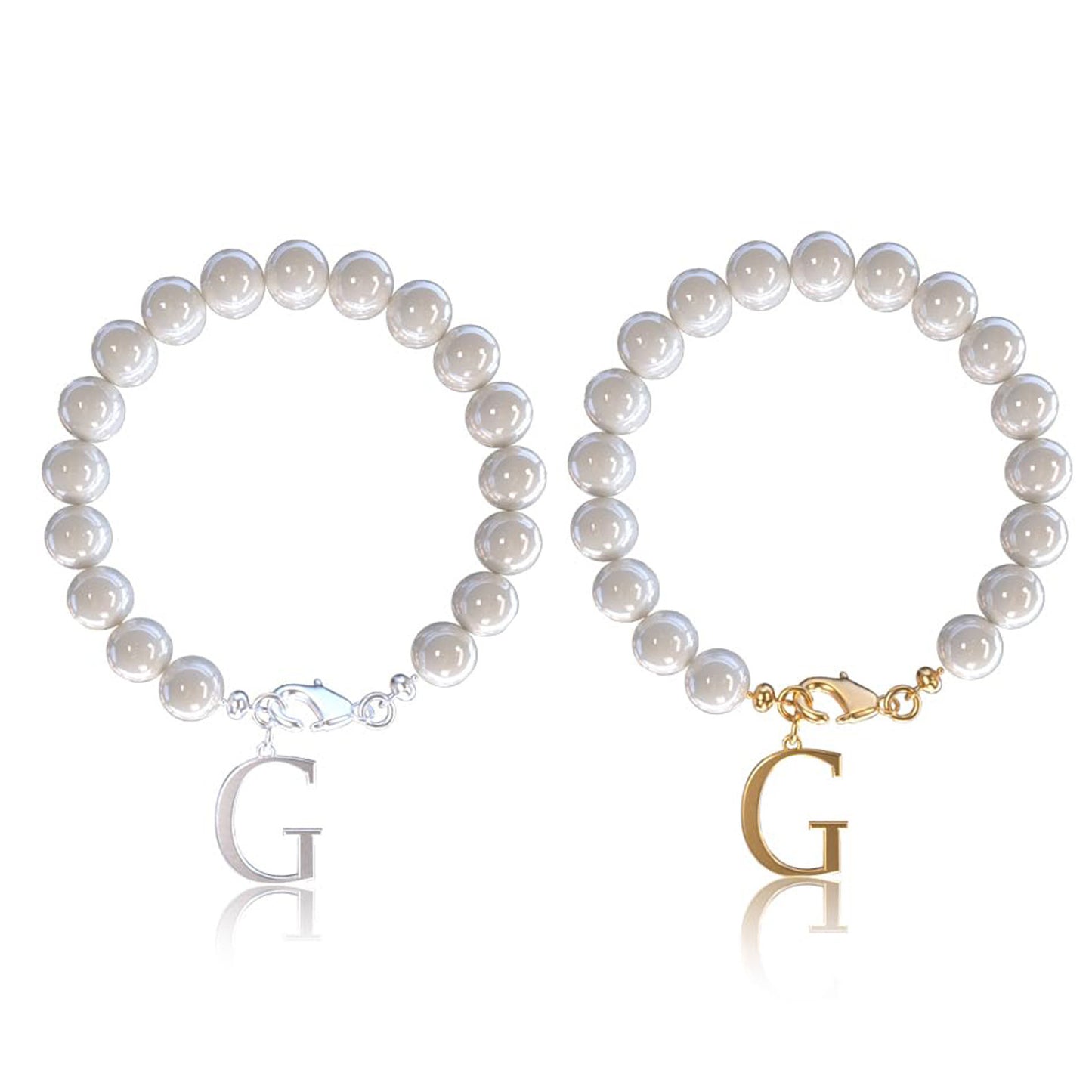 Letter Bracelet Suit Stainless Steel Stringed Pearls