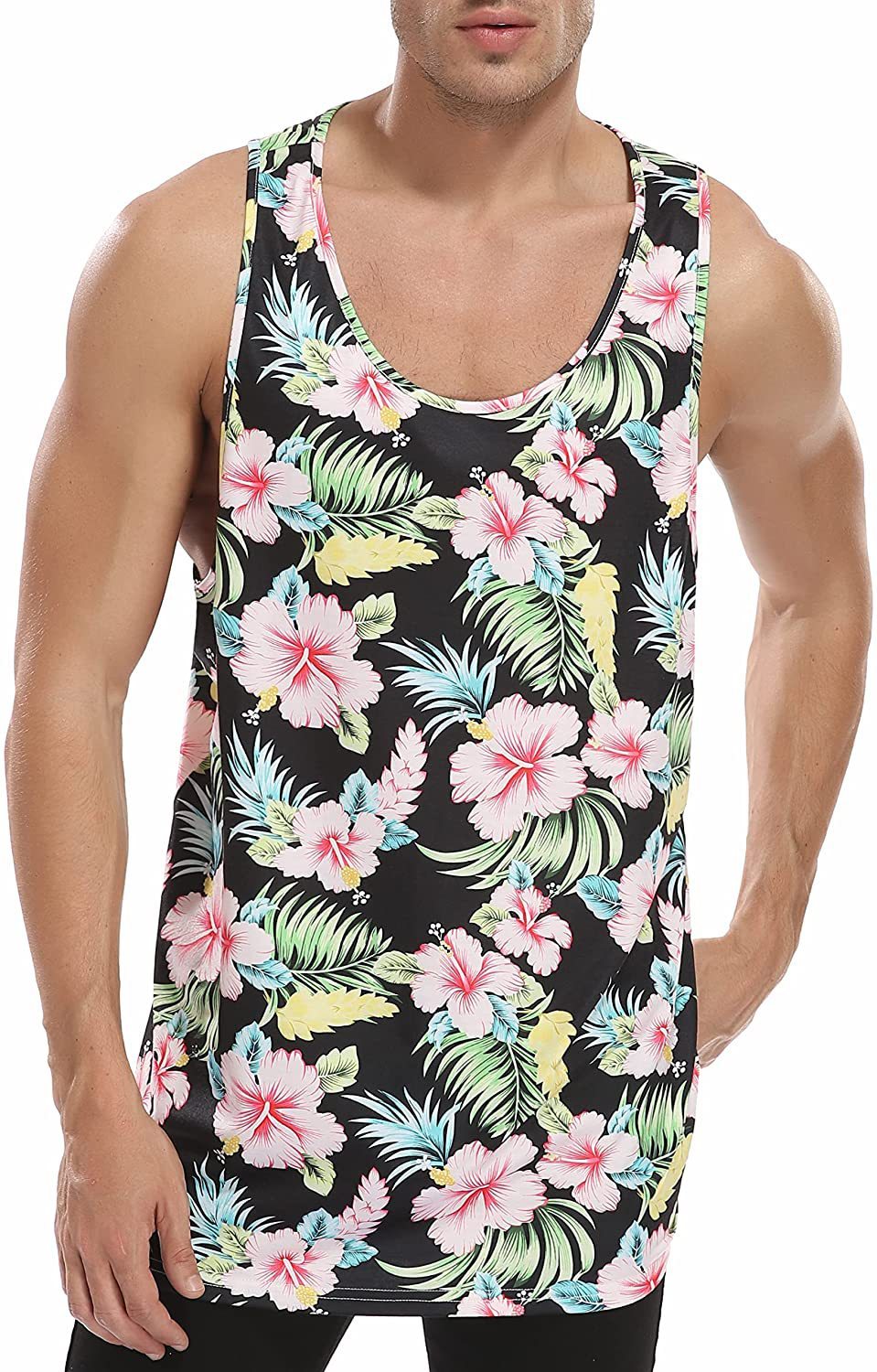 Printed Hawaiian Style Vacation Leisure Summer Slim Fit Breathable Sleeveless Vest