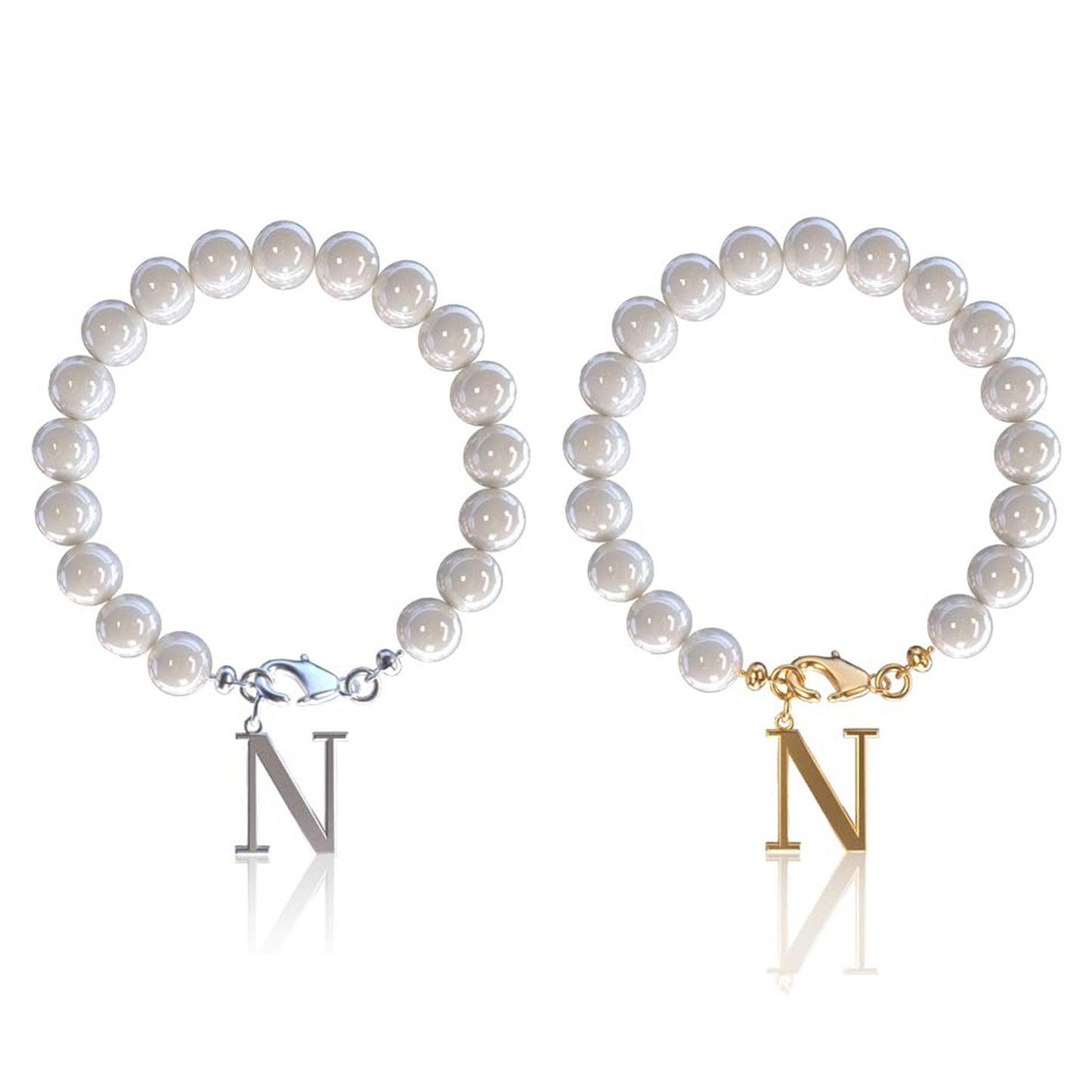 Letter Bracelet Suit Stainless Steel Stringed Pearls