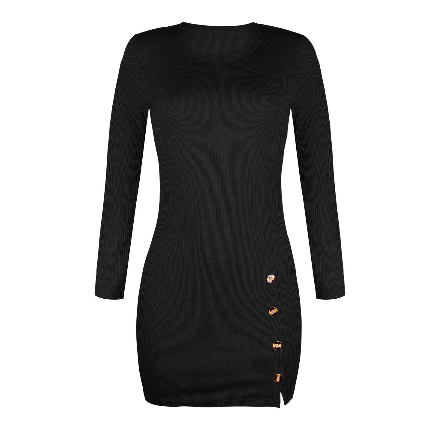 Button Sexy Bag Hip Long-sleeved Dress Autumn And Winter