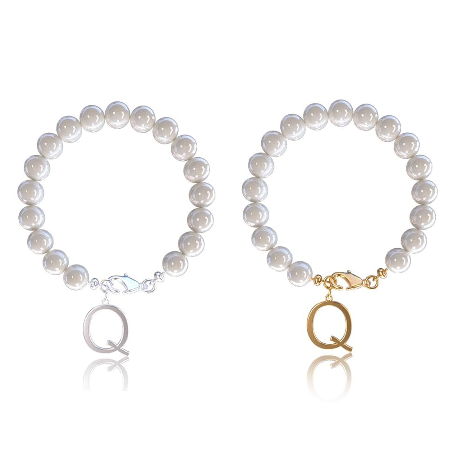 Letter Bracelet Suit Stainless Steel Stringed Pearls