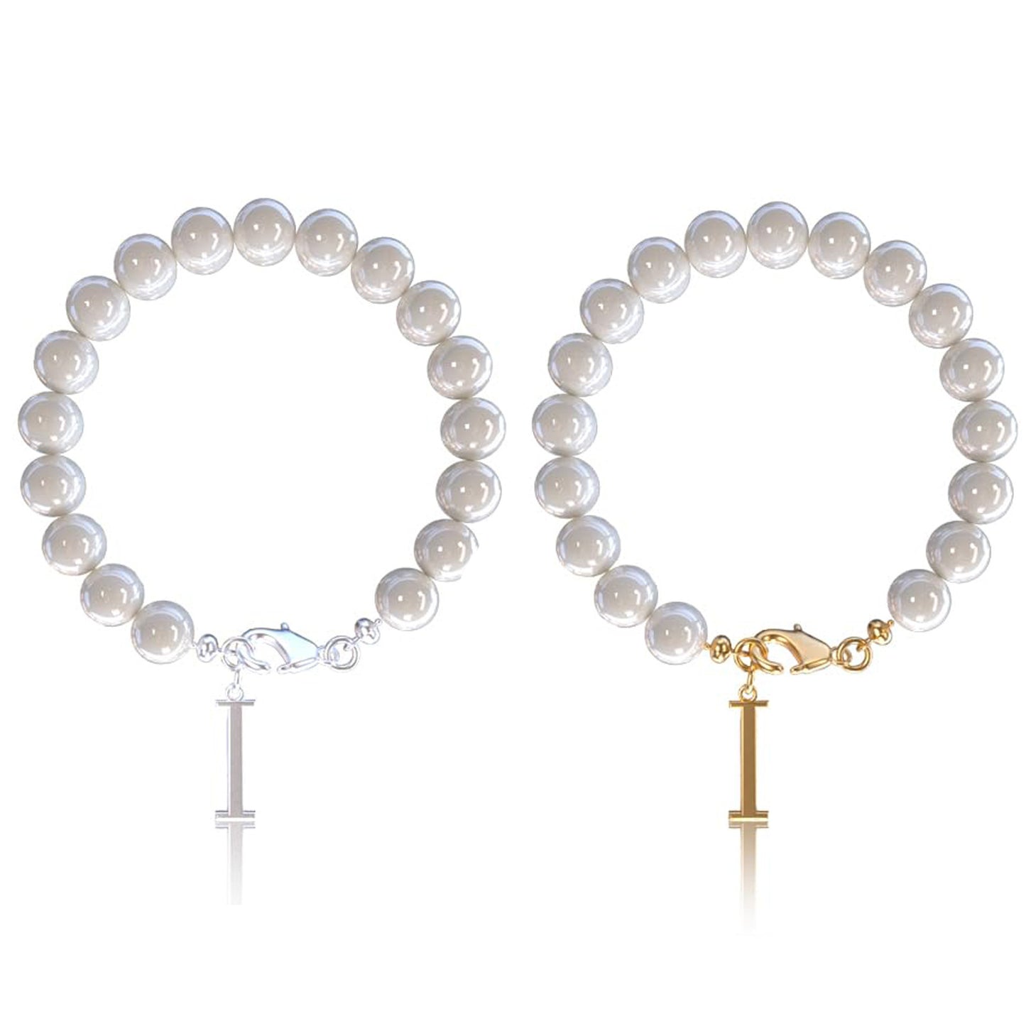 Letter Bracelet Suit Stainless Steel Stringed Pearls