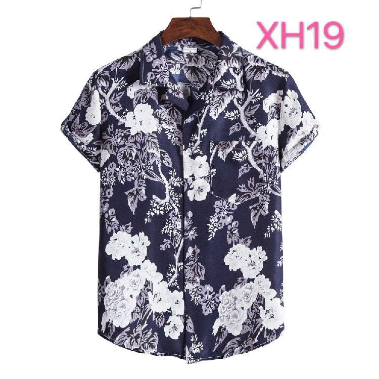 Casual Men's Clothing Shirt Hawaiian Beach Style Suit Collar Short Sleeve