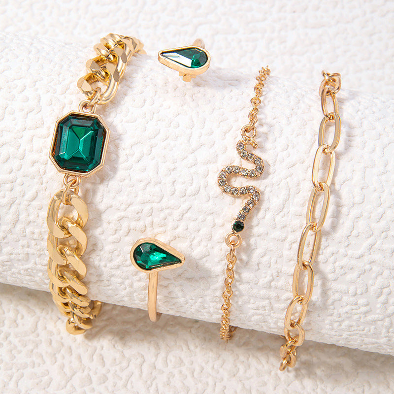 Green Diamond Bracelet Suit Multi-layer Bracelet