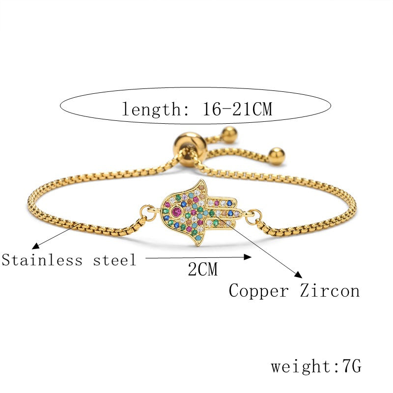 Micro Inlaid Zircon Palm Adjustable Stainless Steel Bracelet Bracelet For Women