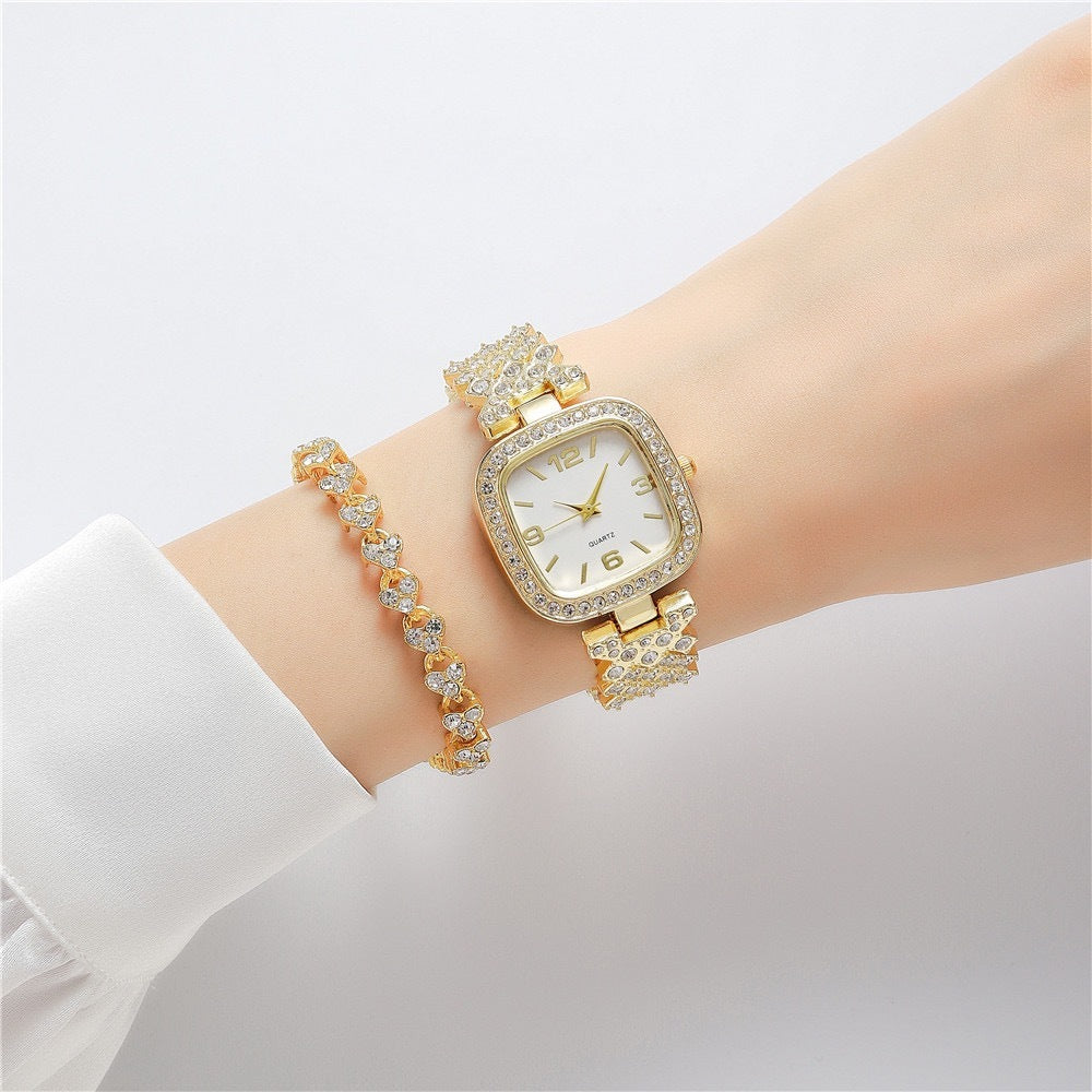 Small Square Watch Diamond Women's Bracelet Luxury Fashion Gift Box