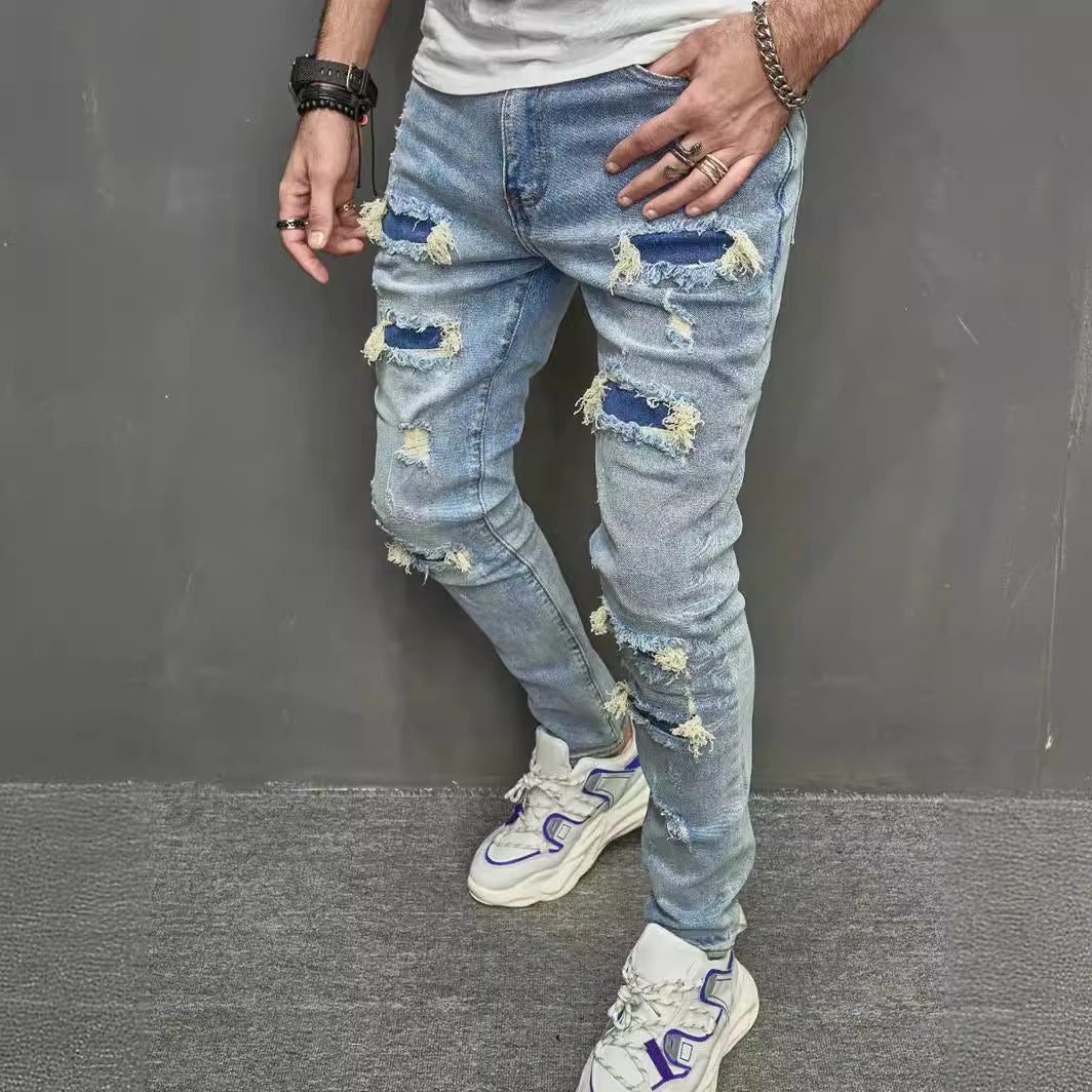 High Quality Men's Worn Skinny Stretch Jeans