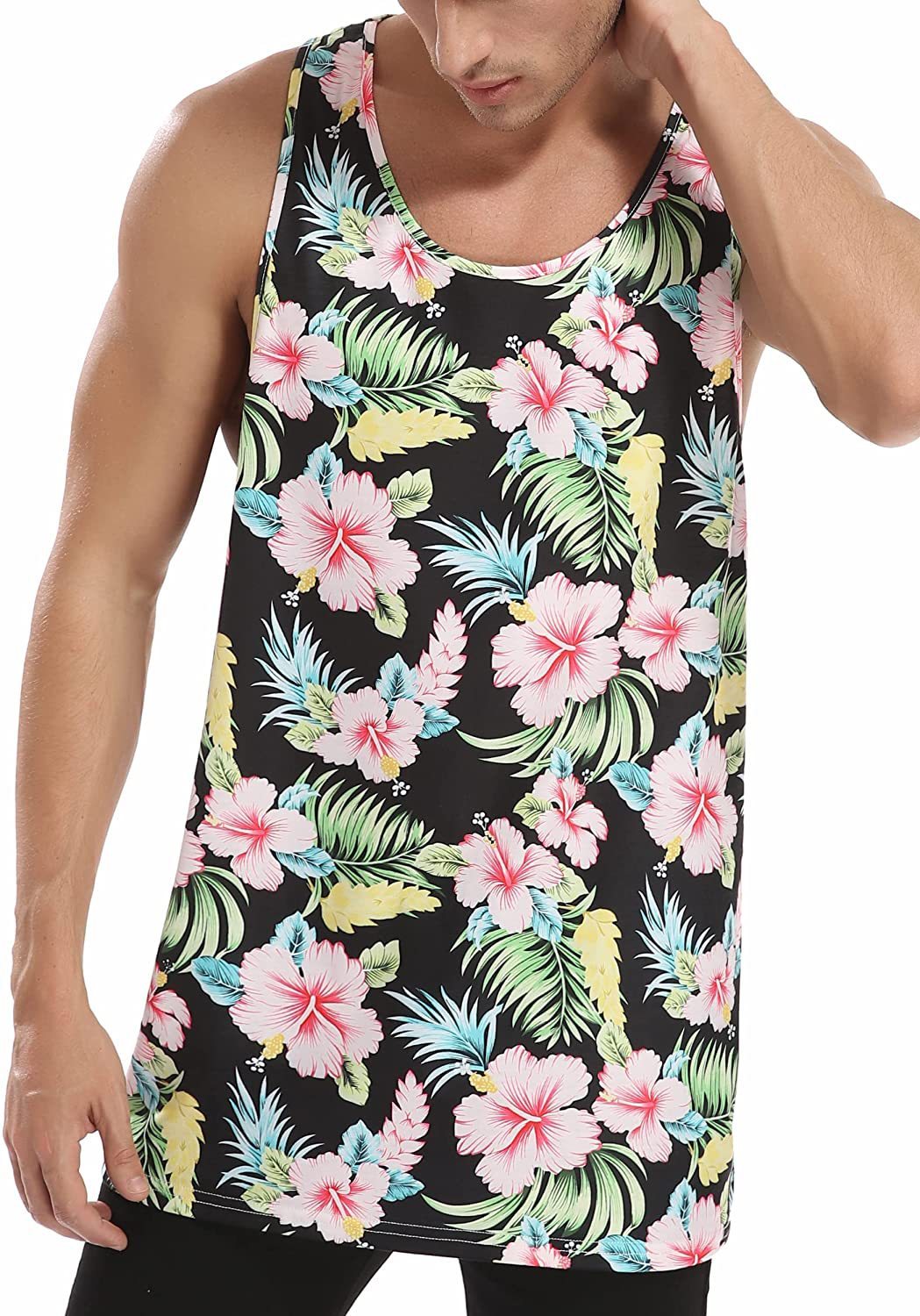 Printed Hawaiian Style Vacation Leisure Summer Slim Fit Breathable Sleeveless Vest